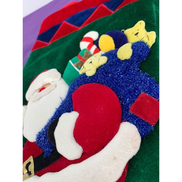 Felted Vintage Christmas stocking handmade Santa Climbing into Chimney - Picture 8 of 12